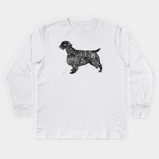 welsh springer spaniel black and white art Kids Long Sleeve T-Shirt